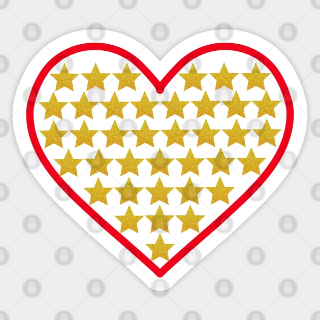 Little gold stars in heart shape Sticker by Nano-none